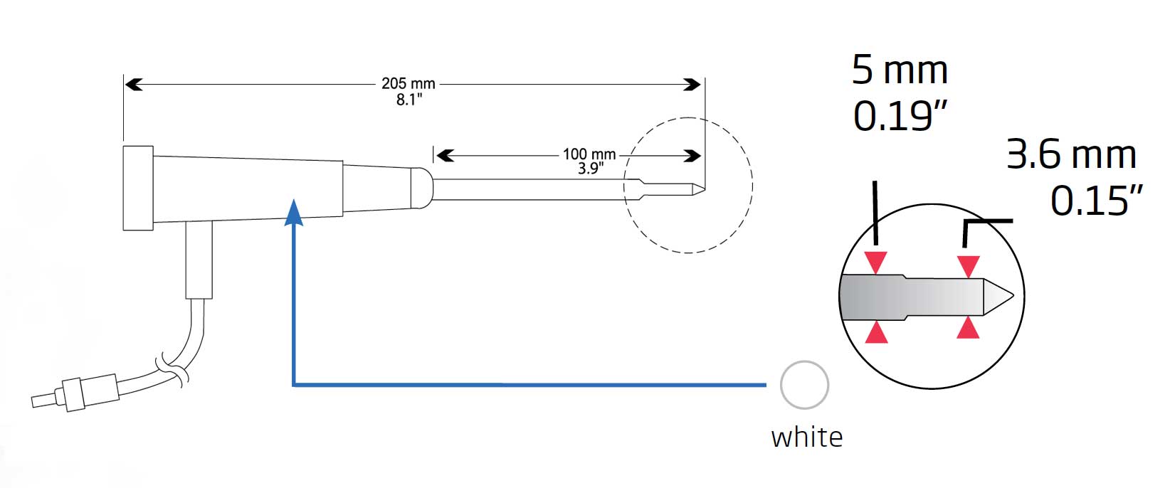 HI765PWL temperature probe