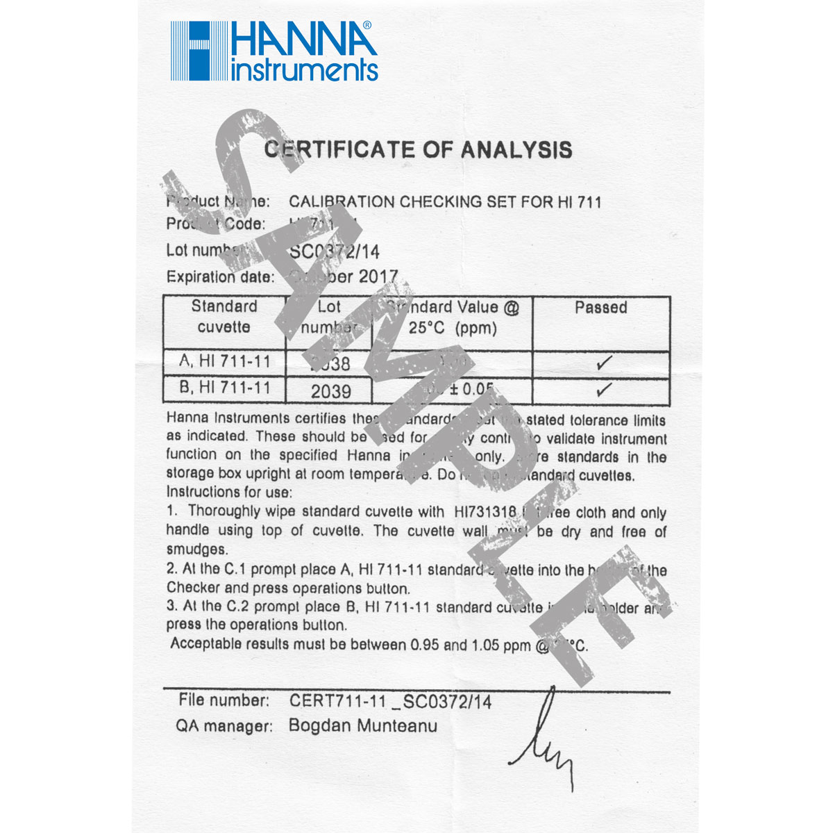 Soulution Certificate of Analysis
